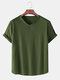 Mens Solid Color Breathable & Thin Loose V-Neck T-Shirts - Army Green