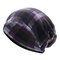 Mens Womens Grid Cotton Thickening Velvet Beanies Cap Knitted Soft Bonnet Hat And Scarf Dual-Use - Purple