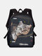 Women Men Dacron Cat Pattern Printing Large Capacity Backpack - #04