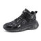 Men Lace-up Stylish Printing Hard Wearing PU Basketball Shoes - Black