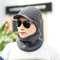 Men's Hat Collar Set Warm Knitted Cap Men's Wool Scarf Cap - Solid color - gray