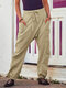 Drawstring Elastic Cuff Casual Drop-crotch Plus Size Pants With Side Pockets - Beige