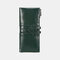 Women RIFD Retro Oil Wax Leather 12 Card Slots Wallet Long Phone Bag - Green