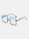 Unisex Oversized Metal Half-clad Square Frame Narrow Glasses Legs Anti-UV Fashion Sunglasses - #01