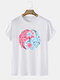 Mens Floral Graphics Ethnic Style Short Sleeve T-Shirt - White