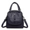 Women High-end Multifunction Soft PU Leather Handbag Double Layer Large Capacity Backpack - Blue