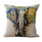 Ink Painting Elephant Cotton Linen Pillow Home Decoration Holiday Cushion Pillowcase - #9