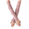 Women's Anti-UV Long ice Silk Lace Sleeve Sunscreen Suff Half-finger Long Gloves Sleeve - #01