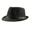 Women Straw Weave Mesh Breathable Curl Brim Addition Leather Belt Solid Fashion Jazz Hat - Black