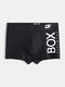 Men Sexy Cotton Boxer Briefs Comfortable Monogrammed Patchwork Underwear - Black