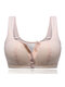 Cotton Wireless Front Button Seniority Young Girl Vest Comfy Bras - Beige