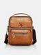 Menico Men's Faux Leather Vintage Business Casual Waterproof One Shoulder Crossbody Bag - Brown