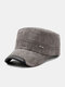 Men Washed Cotton Letter Dark Pattern Metal Label Outdoor Casual Sunshade Military Cap Flat Cap - Gray