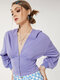 Однотонная блузка с капюшоном и глубоким V-образным вырезом - пурпурный
