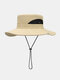 Men Wide Brim 9CM Outdoor Fishing Climbing UV Protection Sunshade Breathable Bucket Hat - Khaki