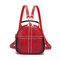 Women Vintage Faux Leather Handbags Multi-function Backpack Double Layer Crossbody Bags - Red