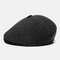 Mens Woolen Beret Caps Plus Velvet Thick Ear Protection Forward Hat - Black