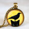 Collier de chat mignon en verre en métal vintage collier pendentif de gemme imprimé animal rond géométrique - 06