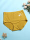 Women Daisy Print Textured Graphene Antibacterial Cotton Cozy High Waist Panties - Yellow
