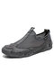 Men Mesh Splicing Breathable Stitching Soft Slip On Driving Loafers - Gray