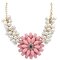 Metal Flower Pearl Collar Bib Statement Necklace  - Pink