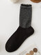 5 Pairs Women Cotton Colorblock Glitter Lace-trimmed Breathable Comfy Tube Socks - Black