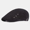 Mens Washed Cotton Beret Caps Outdoor Sport Adjustable Visor Forward Hat - Black