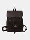 Men Vintage Wear-Resistant Large Capacity Faux Leather Casual Backpack - Brown