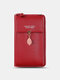 Faux Leather Zipper Buckle Design Crossbody Bag Multi-Pocket Clutch Bag Phone Bag Coin Purse - Wine Red