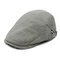Mens Cotton Linen Solid Color Beret Cap Adjustable Vogue Vintage Casual Forward Hat - Light Gray