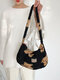 Women Plush Bear Pattern Prints Shoulder Bag Handbag - Black