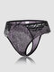 Plus Size Lace Floral See Through Sexy Panties - Purple