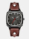 4 Farben Herren Rindslederarmband Edelstahl Vintage Lässige römische Skala Quadratisches Zifferblatt Quarz Watch - braun