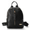 PU Leather Women Backpack Solid Alligator School Bags - Black