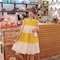 New Loose Sleeveless College Style Stitching Stripe Slim Dress - Yellow