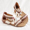 Plus Size Women Bohemia Casual Pattern Tassel Zipper Flat Sandals - Brown
