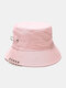 Unisex Foldable Pin Decor Cool Fashion Sunshade Bucket Hat Couple Hat - Pink