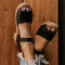 Women Peep Toe Comfy Wearable Casual Buckle Strap Platform Sandals - Black
