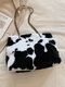 Women Plush Brief Solid Color Leopard Zebra Large Capacity Crossbody Bag Tote - #08