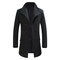 Abrigo estilo caballero cálido entallado de lana con solapa en invierno para hombres - Negro