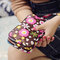 Women Waterproof Nylon Patchwork Three Zipper 5.5 inches Phone Bag Flower Clutch Bag Coin Purse - #12