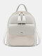 Women Faux Leather Fashion Casual Mini Colorblock Multifunction Backpack Shoulder Bag - Dark Gray