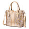 Women Sequin Patent Leather Handbag Large Capacity Tote Crossbody Bag - Gold
