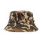 Mens Cotton Summer Breathable Camouflage Bucket Cap Outdoor Beach Sun Cap Sunshade Visor Panama Hat - Coffee