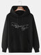 Mens Hand Graphic Print Solid 100% Cotton Casual Pullover Hoodie - Black