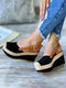 Plus Size Closed Toe Slingback Buckle Espadrilles Wedges Sandals For Women - Black