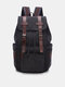 Menico Men's Washed Canvas Vintage Casual Multifunctional Large Capacity Backpack Flip Laptop Backpack - Black