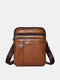 Men's Leather Multi Compartment Cell Phone Bag Shoulder Messenger Bag Fashion Casual Men's Cossbody Bag - Brown