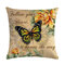 Funda de cojín de algodón de lino de mariposa de estilo vintage Fundas de almohada para sofá en casa - #1