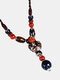 Vintage Multi-shape Beaded Hand-woven Ceramic Beads Alloy Sweater Necklace - #05